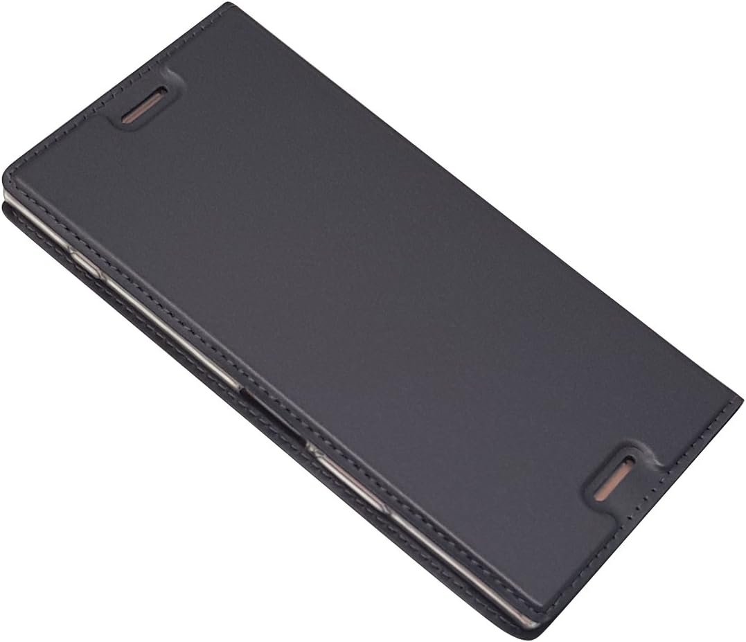 DENDICO SONY Xperia XZ2 Compact Wallet Case, Premium Ultra-Slim Flip Cover Magnetic Full Body Bumper Case with Kickstand and Card Slot - Black