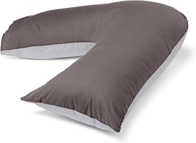 C Stores Orthopaedic V-Shaped Pillow Charcoal Grey 2 Tone Cover