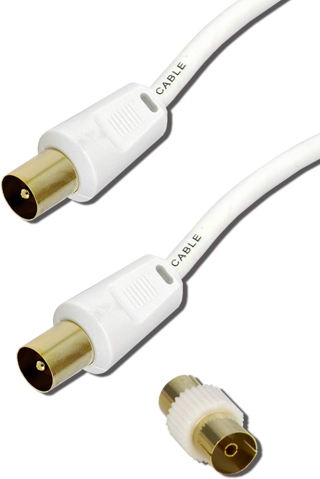 ConnectingU White 20m TV Aerial Cable with Female to Female Coupler