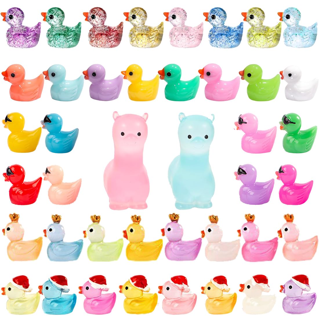 Purple Star Mini Ducks 50 Pack Tiny Ducks Plastic Duck Little Small Resin Duck Mini Resin Animals Figures Miniature Llama Fairy Garden Micro Trinkets Toy Dollhouse Accessories Gifts Pink