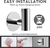 YUET 2 Pcs Self Adhesive Towel Hooks Stainless Steel 304 Polished Chrome view 4