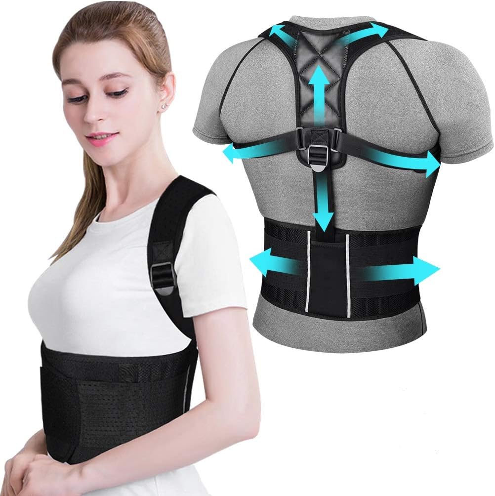 ikeepi Back Posture Corrector Spinal Support Back Brace with 3 Wearing Ways, Adjustable Upper Back Posture Support to Improve Bad Posture and Slouching Correction for Men and Women