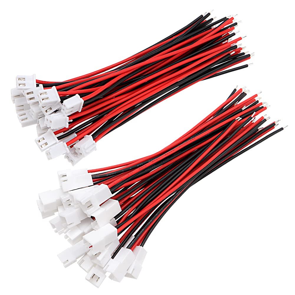 YIXISI 25 Pairs JST XH 2.54mm 2-Pin Male and Female Micro Connector Plug with 10cm 22AWG Electrical Wire — image 1