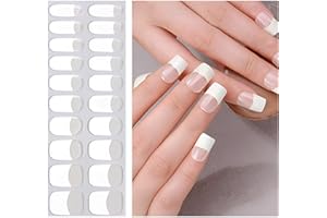 BELOVEDONE Semi Cured Gel Nail Strips, French White 20 PCS Gel Nail Stickers Required UV Nail Lamps Light Gel Nail Wraps Salon-Quality Long Lasting Easy to Use for Home Nails DIY