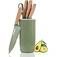 Kitchen Knife Set, 6-Pieces Green Sharp Knife Set for Kitchen, Non-Stick Non-Slip Stainless Steel Chef Knife Set with Univers