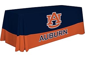 VICTORY CORPS Auburn Tigers 6' College Sports Printed Table Throw - NCAA Licensed - Polyester Draped - School Tablecloth (Blue, Orange)