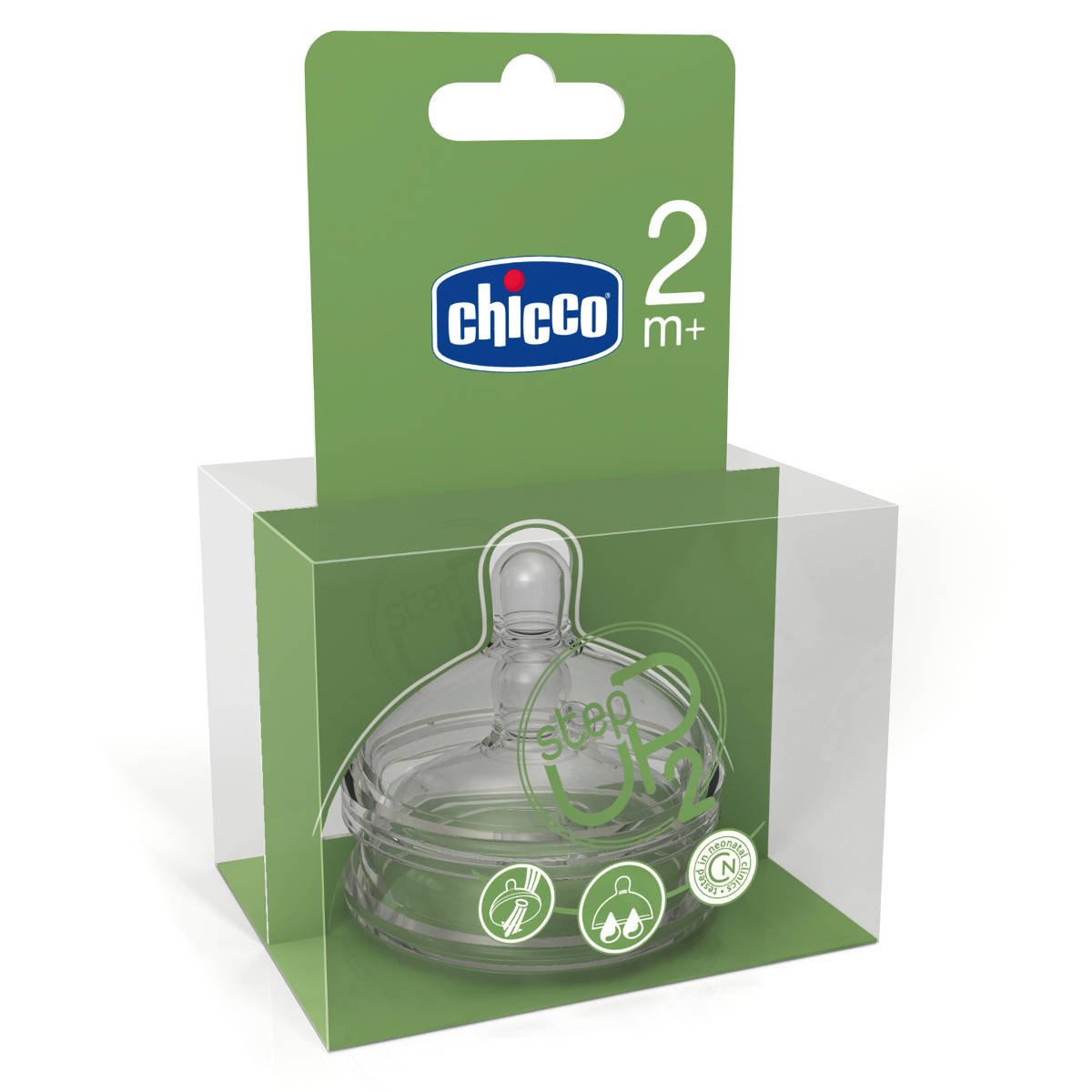 Chicco 00060074100000 Bottle Teat, Step Up, 2 + Months Pack Adjustable, Set of 2