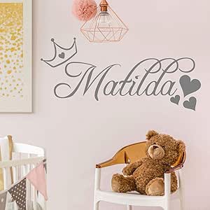 Pegatinas de pared Princesa personalizada Nombre de la corona Etiqueta