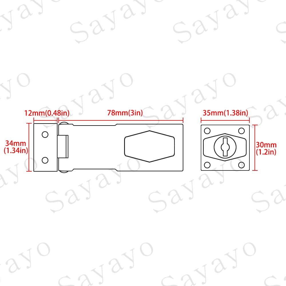 SAYAYO Shed Lock with 2 Keys, Keyed Hasp Door Lock Garden Gate Latch Bolt Security for Wooden Gates 3 Inches Chrome Finished - Image 3