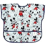 Bumkins Disney Mickey Mouse Junior Bib / Short Sleeve Toddler Bib / Smock 1-3 Years, Waterproof, Washable, Stain and Odor Resistant -  Classic
