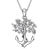 YAFEINI Anchor Necklaces Tree of Life Pendant Necklace 925 Sterling Silver Chain Vintage Jewelry Gifts For Women Mom Mother Daughter