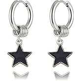 Black Dangle Star Earrings for Women Hoop Drop Style Statement Dangle Earrings Trendy Jewelry Gifts