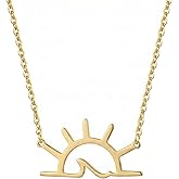 Sun Necklace, Sun Pendant, Sunrise Necklace, 14K Gold Plated, Ocean Sun Necklace, Handmade Necklace, 925 Silver Jewelry, Sunset Pendant, Gift for Her