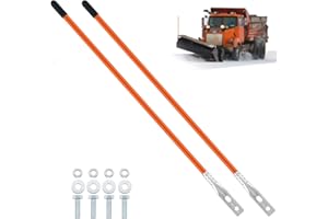 Lasnten 2 Pcs 27 Inch Snow Plow Blade Markers Guide Kit Steel Wire Inside Bolt on Bumper Guides High Visibility Easy Installation for ATV Snowplows(Orange)