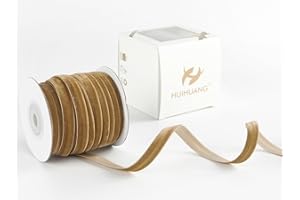 HUIHUANG Brown Velvet Ribbon 3/8 inch x 25 Yards Single Face Vintage Brown Velvet Ribbon for Gift Wrapping, Christmas Tree Ornaments, Wreath Decor, Invitations, Hair Bows, Flower Bouquet, Fall Decor