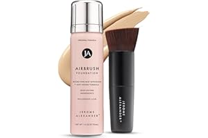 Jerome Alexander MagicMinerals AirBrush Foundation – 2 Piece Set with Airbrush Foundation and Kabuki Brush - Spray Makeup with Anti-aging Ingredients for Smooth Radiant Skin - Light Medium