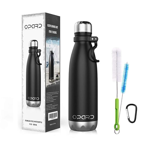 Opard Trinkflasche Edelstahl Thermosflasche 500ml Vakuumisolierte Doppelwandige -Isolier Flasche für Das Laufen, wasserflasch