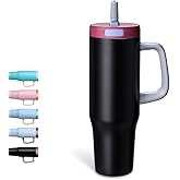 Winscj 40 oz Tumbler with Handle and Straw,100% Leakproof Insulated Tumbler with Lid and Straw,Stainless Steel Water Bottle,for Home Office Travelling,Fits in Cup Holder (Graphite Black)