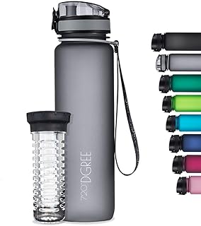 720°DGREE Trinkflasche “uberBottle“ softTouch +Früchtebehälter - 1L - BPA-Frei - Wasserflasche für Uni, Sport, Fitness, Fahrrad, Outdoor - Sportflasche aus Tritan - Leicht, Bruchsicher, Nachhaltig