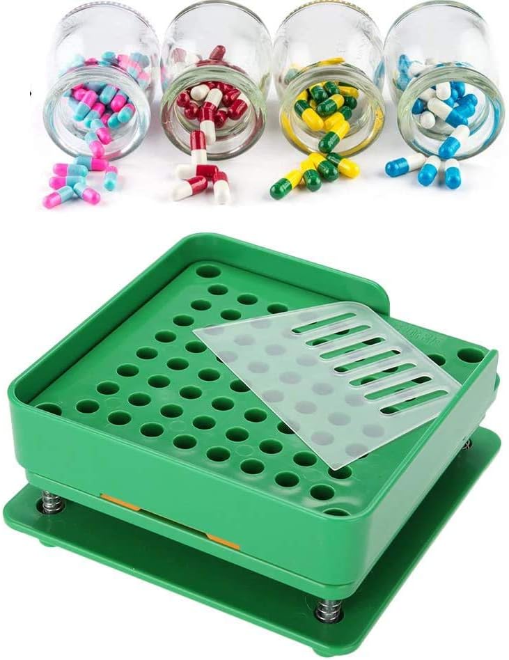 Coffee Filling Manual Machine, 64 Holes 0# Empty Coffee 𝐂𝐚𝐩𝐬𝐮𝐥𝐞 Filler with Powder Spreader Plates, Coffee Filling Tool