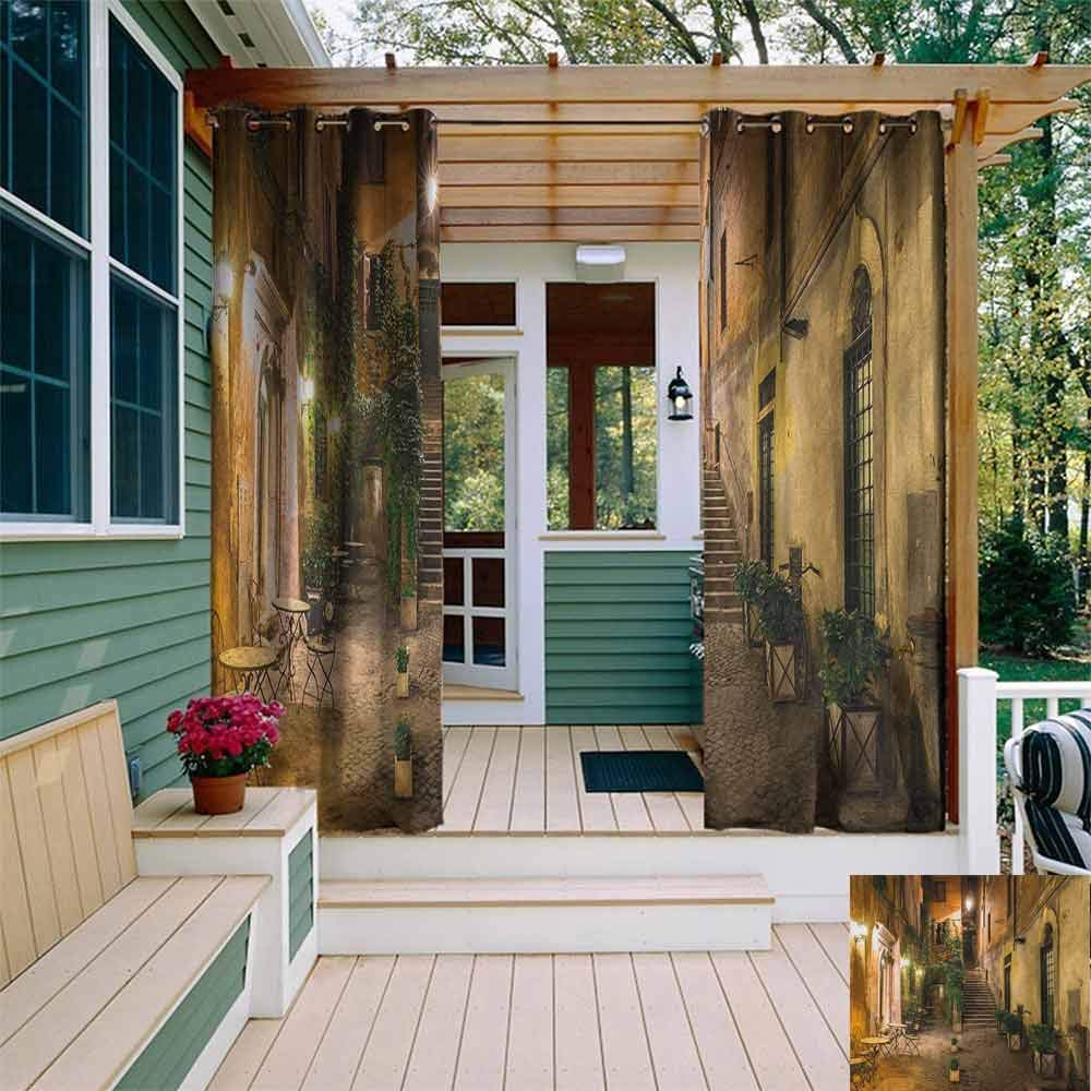 DonaHome Shading Insulated Curtain,Italian Camogli Building Sea Lamp and Balcony Tourist Spot in Ligury Italy Print,Complete Darkness, Noise Reducing Curtain,W72x84L Blue White and Yellow