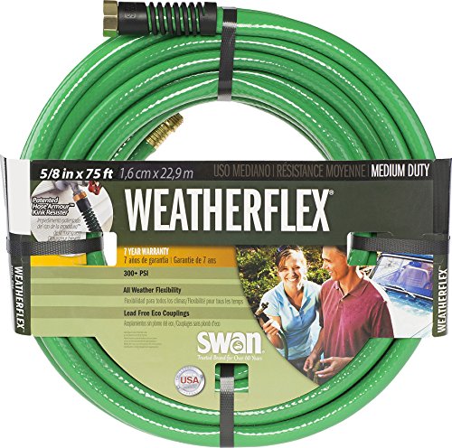 Swan Products SNWF58075 Weatherflex Medium Duty All Temperature Use Garden Hose 75 ft, 5/8" diameter