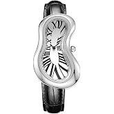 ceverdou New y2k Fashion Creative Men Women Soft Melting Watch Luxury Streetstyle Irregular Shape Dial Unique Design Quartz Watch Irregular Shape Quartz Wristwatch with Genuine Leather Strap