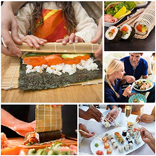 Sushi Making Kit Including 2 Sushi Rolling Mats, 5 Pairs of Chopsticks