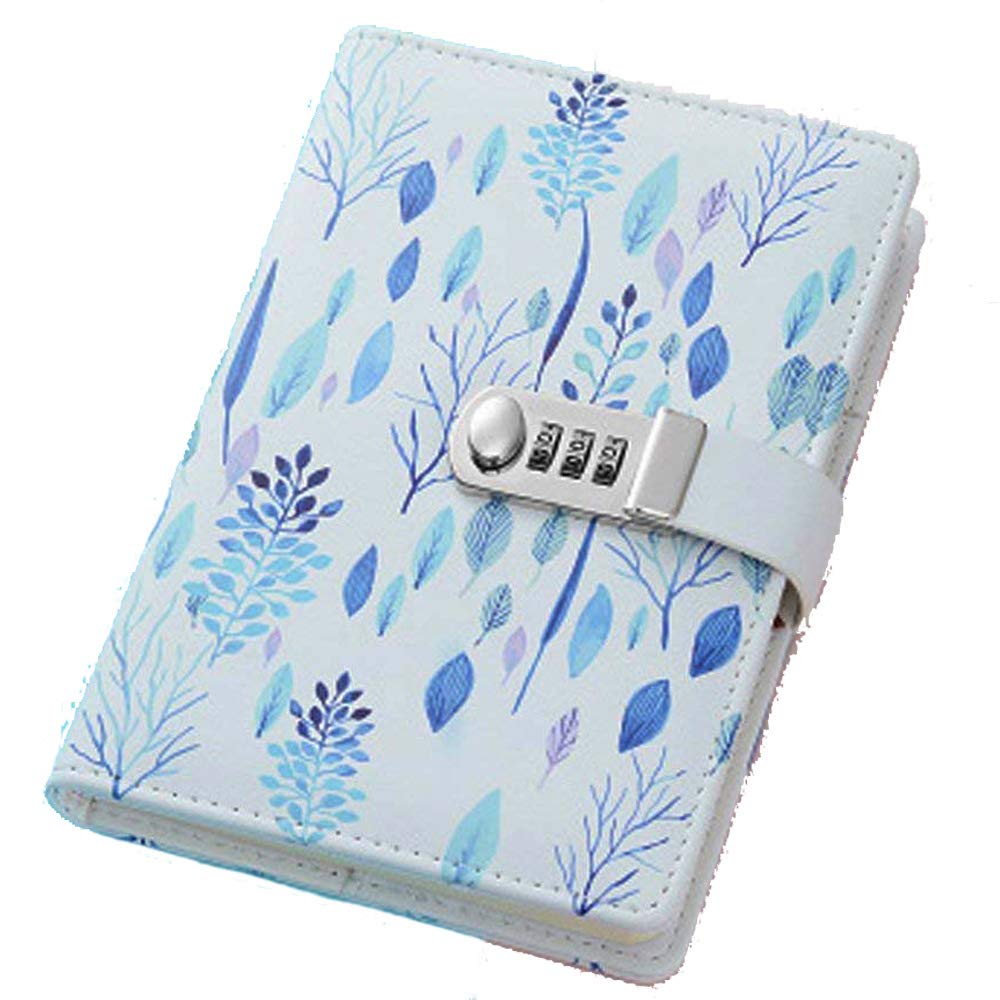 Mruiks A5 PU Leather Wirebound Notebooks with Lock Diary Book The Pen not Included NPN112 (Grass and Trees)