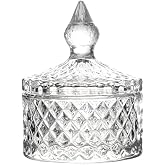FTOF Glass Candy Storage Box Clear Sugar Dish With Lid Crystal Covered Candy Bowl Apothecary Food Buffet Container Holder
