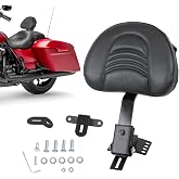 Plug-in Rider Driver Backrest Compatible With Harley Touring 1997-2026 | Backrest For Road King Street Glide Road Glide Electra Glide,Removable Back Rest Pocket,Adjustable Fore/Aft Position &amp; Height