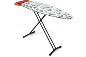 Duwee 15"×48" Ironing Board with Retractable Iron Rest,Ironing Board Full Size Heat-Resistant Cover with Thick Padding,Space-Saving Iron Boards with Sturdy Legs,Adjustable Heights