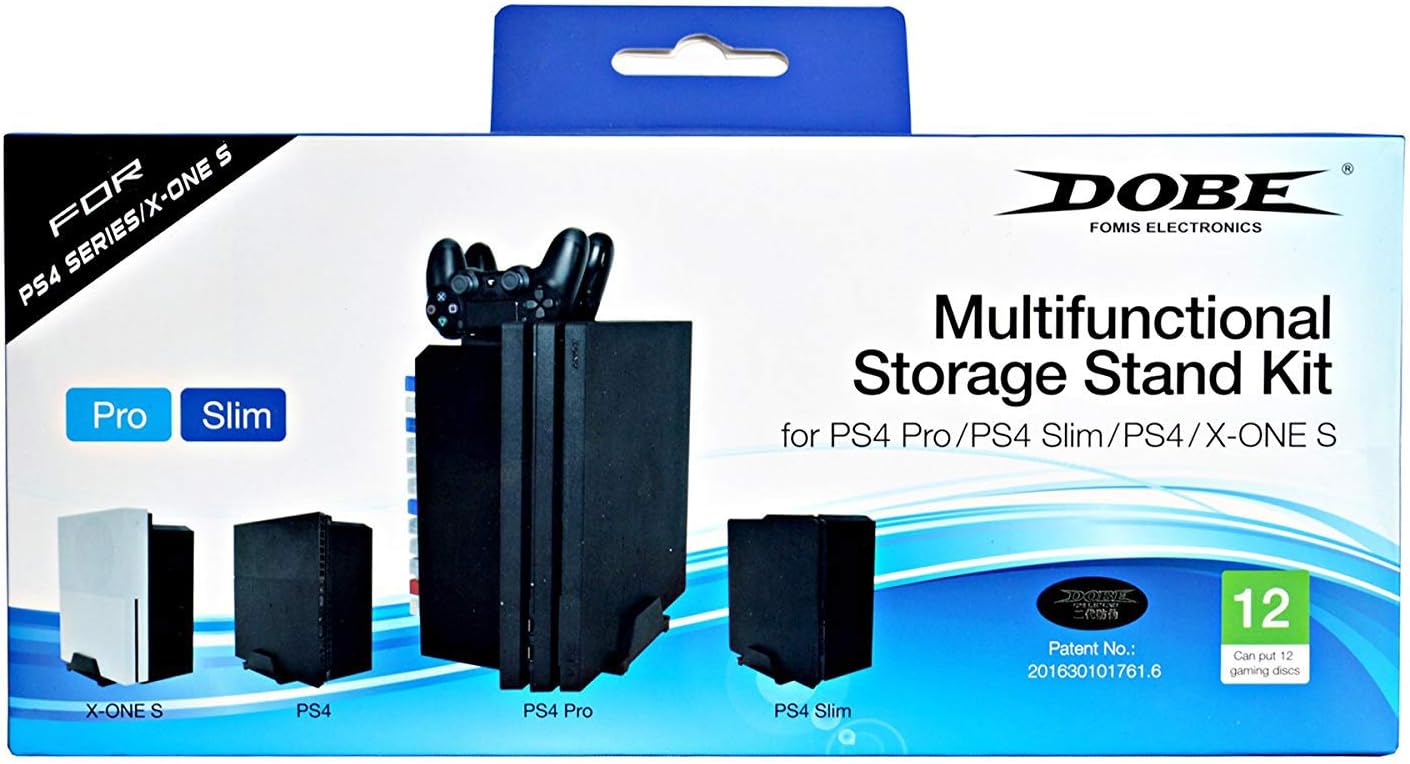 TCOS TECH PS4 Pro Vertical Stand with Cooler Fan Dual Charging Dock USB Hub Multifunction Stand for PS4 Console and Controllers