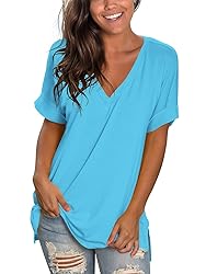 Womens Deep V Neck Shirts Summer Casual Tops High