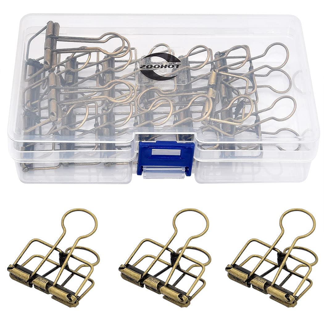 zoohot Binder Clips Paper Clamps 32mm Clips for Office School Supplies (Bronze)