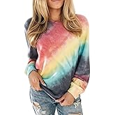 Famulily Womens Tie Dye Sweatshirt Casual Long Sleeve Crewneck Pullover Shirts S-XXL