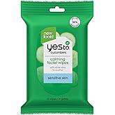 Yes To Cucumbers Travel Facial Cleanser Wipes 10 Count - Aloe Soothing Makeup Remover for Sensitive Skin - Hydrating Face Wipe, Perfect Christmas Stocking Stuffer