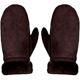 Goclothod Women Men Winter Warm Gloves Suede Leather Mittens
