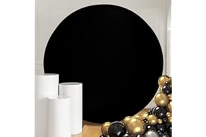 HTPER 6.5 ft Black Round Backdrop Cover Arch Circle Background Cover for Graduation Photography Birthday Party Background Decor
