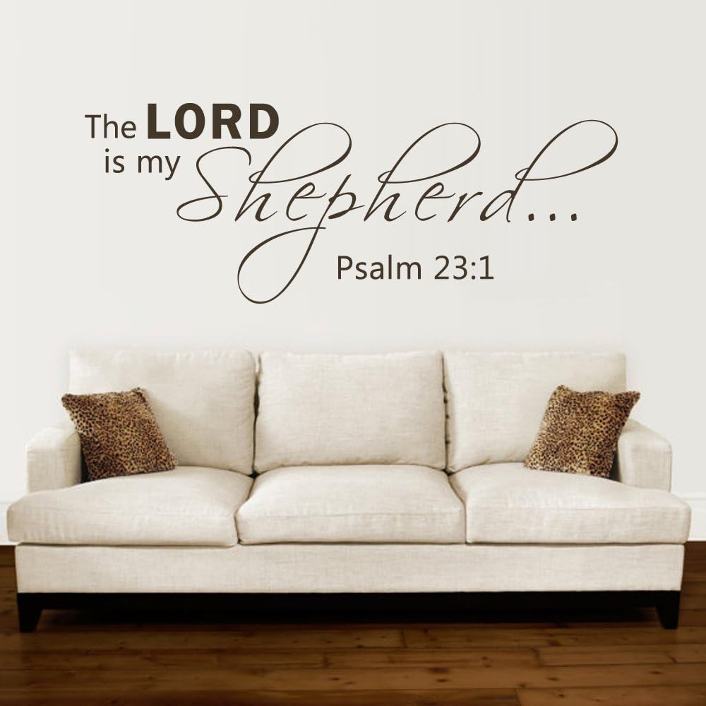 The Lord Is My Shepherd Psalm 23:1 - Scripture Bible Verse Religious Vinyl Wall Decal Quote Lettering for Living Room (Black, X Large)