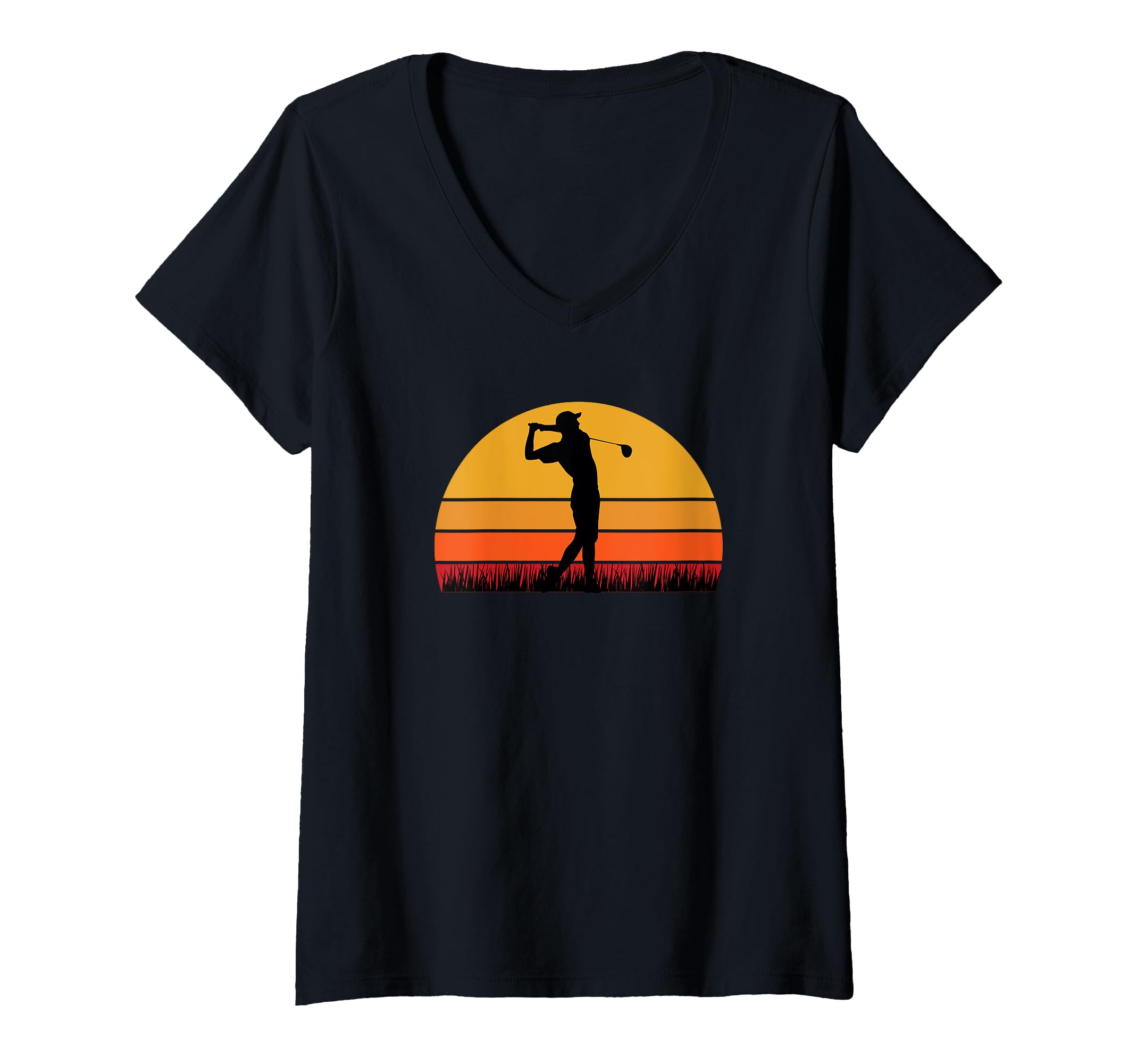 Womens Golf Golfing Golfer - Course Club Driver Tee Golf Ball V-Neck T-Shirt