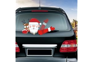 Nouiroy Christmas Rear Wiper Stickers,Christmas Waving Wiper Decals 3D Reusable Funny Christmas Decoration Vinyl Decals Waterproof Rear Window Wiper Decor (Santa&Deer)