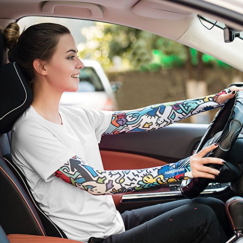 Tentock UV Protection Cooling Coomax Breathable Arm Sleeves UPF50+ for Men Women Tattoo Cover Sunblock Protective Sports Gloves for Driving, Cycling,Golf,Runing,Fishing(White)