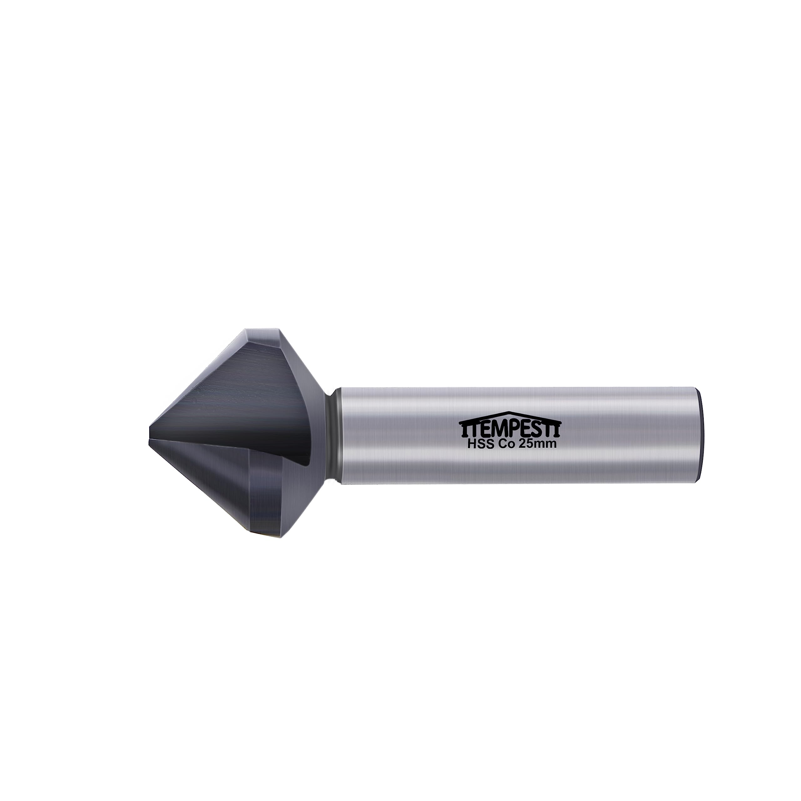 ITEMPESTI Countersink 90° Diameter 25 mm - Made of M35 - TiAlN Coating - Robust and Heat Resistant - for Stainless Steel - Shaft 10 mm