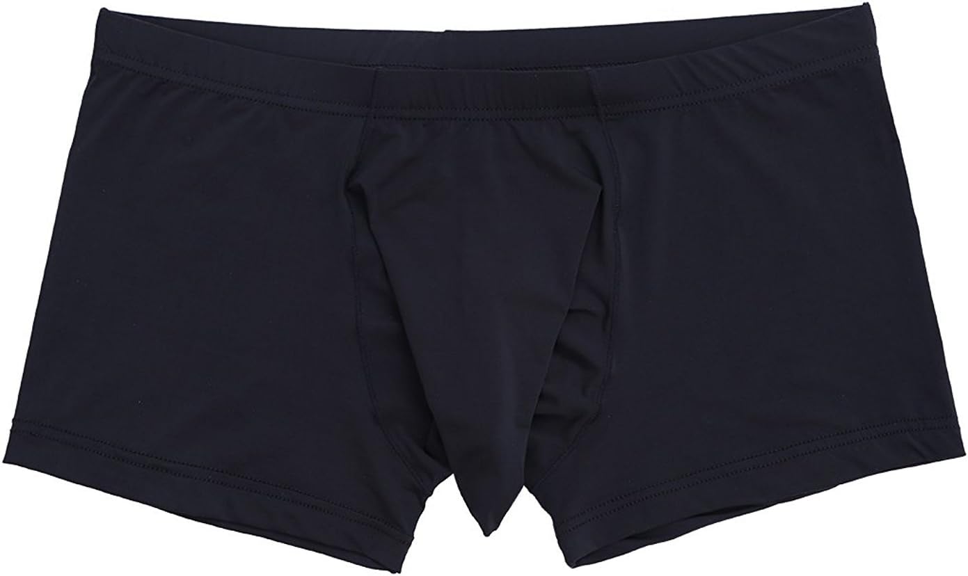 Huiqxiy Men 's Underwear Sexy Temptation Separation Ice Silk Short Boxer Brief Translucent JJ Sets (Black, XX-L)
