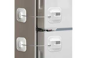 kusaiooi Fridge Lock Refrigerator Freezer Childproof Locks for Cabinets and Drawers Easy Install No Keys Needed Combo Lock Multifunctional Child Safety Cabinet Locks(2, White)