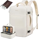 LOVEVOOK Travel Backpack for Women,35L Carry On Backpack Flight Approved with 3 Packing Cubes,TSA Personal Item Travel Bag Fits 15.6” Laptop,Weekender Hiking Business Luggage Daypack Beige