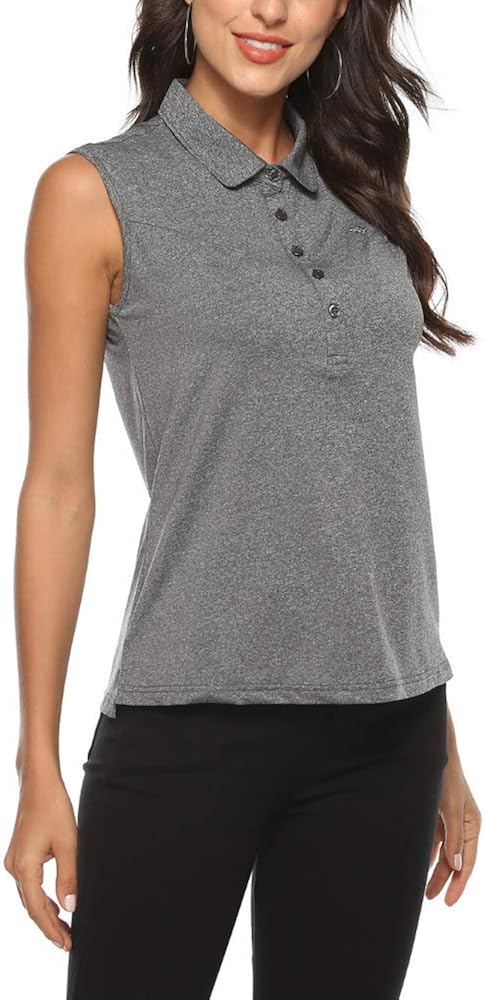 AIRIKE Golf Polo Shirts for Women Sleeveless Summer Sports Athletic Fashionable Workwear-Quick Dry Womens Tank Tops: Clothing