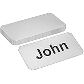 PATIKIL 4"x2" Stainless Steel Laser Engraved Mount Metal Name Plate, 10 Pack Self Adhesive Sign Personalized Custom Blank Plate for DIY Laser Printing, Notched Corner Silver