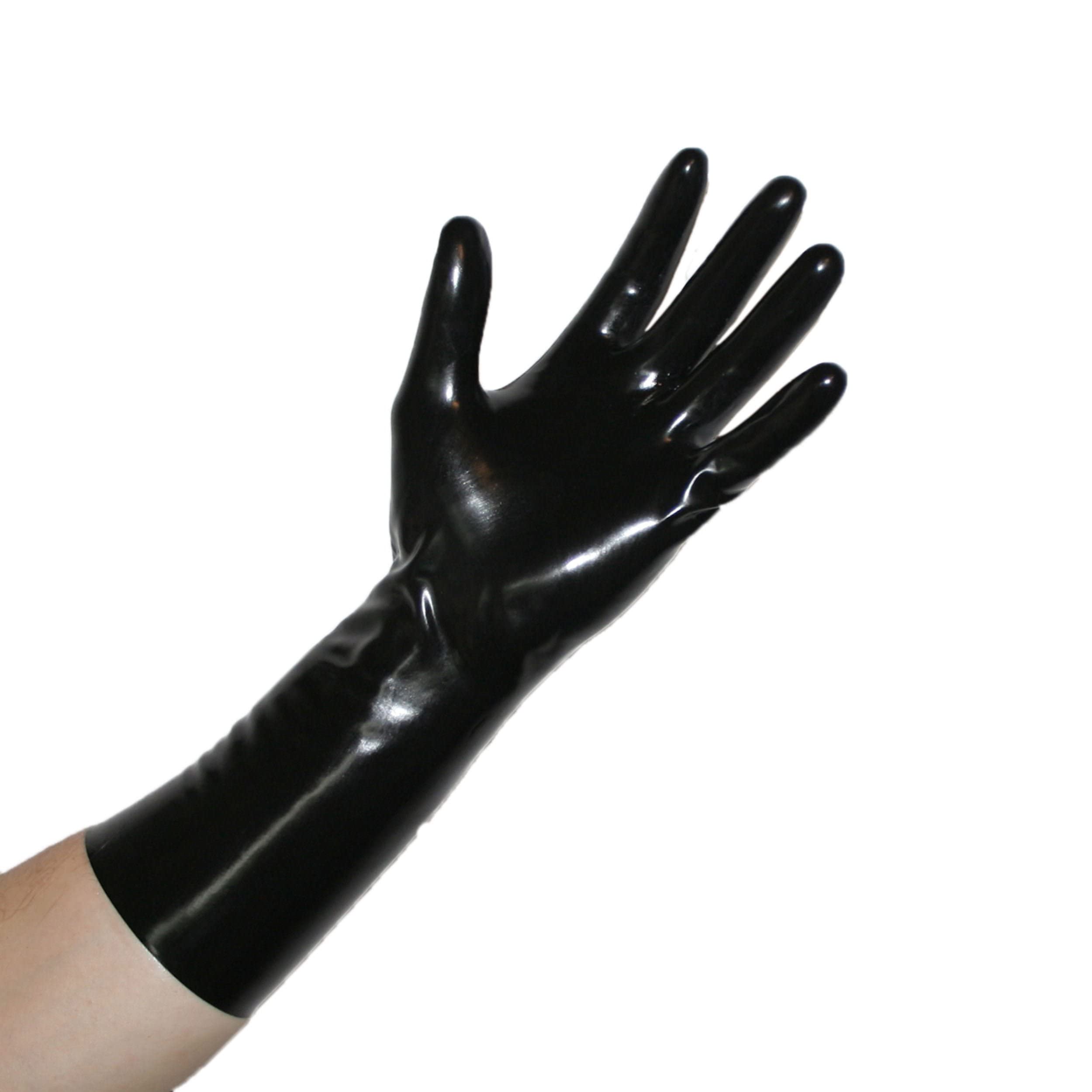 Rubberfashion Latex Gloves Short - Rubber Gloves - Short Latex Gloves up to Wrist for Women and Men Black 0.4mm XS